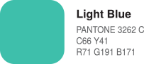 Light Blue, PANTONE 3262 C, C66 Y41, R71 G191 B171